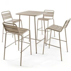 Cheap RETIF Table De Bar Taupe Acier Palavas 70X70X105 Cm