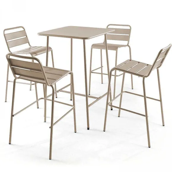 Cheap RETIF Table De Bar Taupe Acier Palavas 70X70X105 Cm