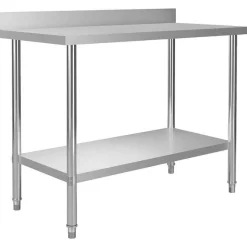Store RETIF Table De Travail De Cuisine Avec Dosseret 120X60X93Cm Acier Inoxydable