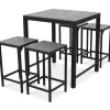 Outlet RETIF Table Haute + 4 Tabourets Noir Foggia Aluminium 90 X 80 X97 Cm
