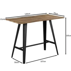 Store RETIF Table Joe En Bois Et M Tal 140X70X105Cm