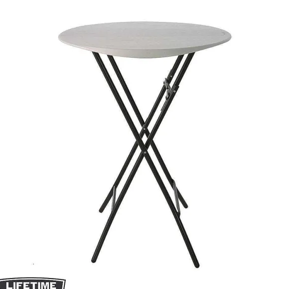 Cheap RETIF Table Pliante Mange-Debout Avec Nappe Blanche- Lifetime -Diam. 84 Cm