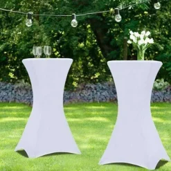 Cheap RETIF Table Pliante Mange-Debout Avec Nappe Blanche- Lifetime -Diam. 84 Cm