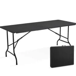 Clearance RETIF Table Pliante Rect. Hdpe Noir Rekkem 180X76X74 Cm