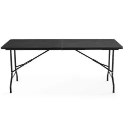 Clearance RETIF Table Pliante Rect. Hdpe Noir Rekkem 180X76X74 Cm