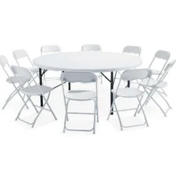 Clearance RETIF Table Pliante Ronde Hdpe Blanc Rekkem