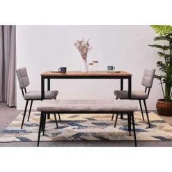 Shop RETIF Table Rectangulaire Design Scandinave Bois Et M Tal Marron 120X75X76 Cm