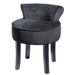 Store RETIF Tabouret Avec Dossier Velours Noir 46X49X58Cm
