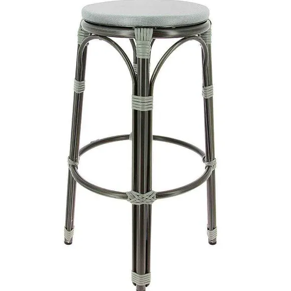 Best RETIF Tabouret De Bar Empilable D'Ext Rieur En Aluminium Et Textyl Ne Biarritz Gris