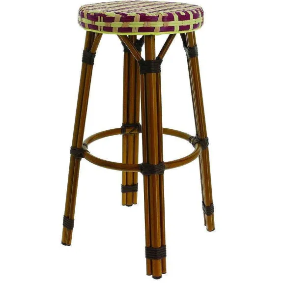 Hot RETIF Tabouret De Bar Ext. Empilable Beaulieu Assise Tress E Beige/Bordeaux/Cr Me
