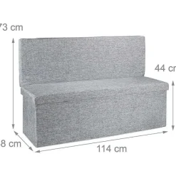 Best RETIF Tabouret Pouf Banquette De Rangement Pliant En Lin 114Cm Gris