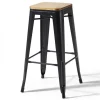 Shop RETIF Tabourets Noir Mat Bois Indus 43X43X76 Cm- Par 4