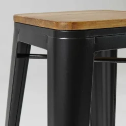 Shop RETIF Tabourets Noir Mat Bois Indus 43X43X76 Cm- Par 4