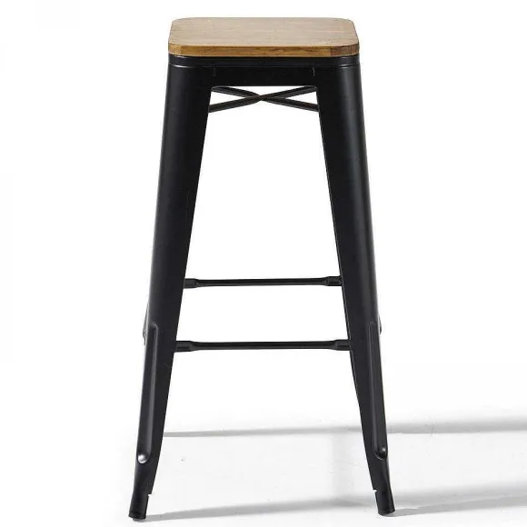 Shop RETIF Tabourets Noir Mat Bois Indus 43X43X76 Cm- Par 4