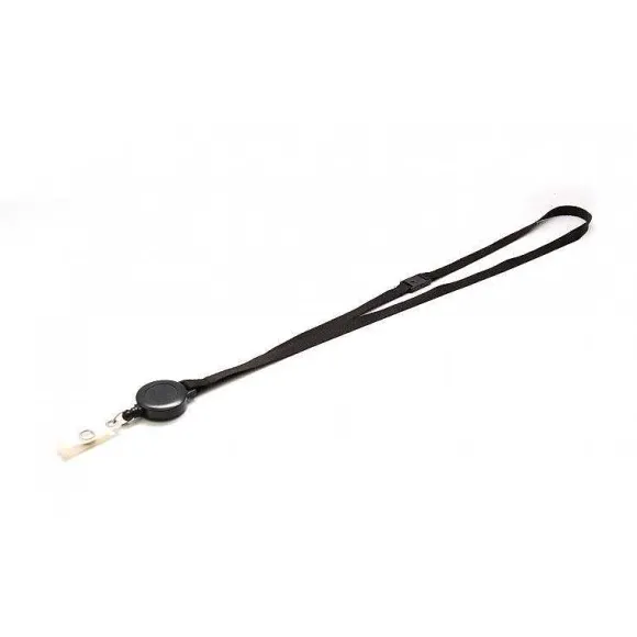 Store RETIF Tour De Cou Plat 10Mm Satin Avec Enrouleur Badge - Noir (Lot De 100)