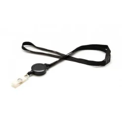 Store RETIF Tour De Cou Plat 10Mm Satin Avec Enrouleur Badge - Noir (Lot De 100)
