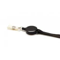 Store RETIF Tour De Cou Plat 10Mm Satin Avec Enrouleur Badge - Noir (Lot De 100)