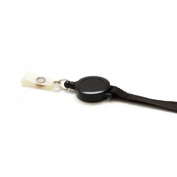 Store RETIF Tour De Cou Plat 10Mm Satin Avec Enrouleur Badge - Noir (Lot De 100)