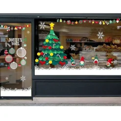 Shop RETIF Vitrophanie Sapin De No L Boules Et N Uds Rouges